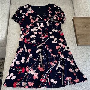 Tommy Hilfiger Navy and Pink Floral A-line Dress